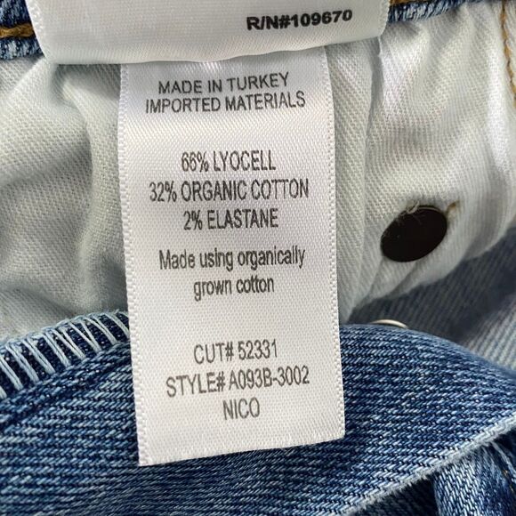 Agolde Nico Slim High Rise Jeans Womens Size 25 Blue Distressed Slits Button Fly - Picture 12 of 16